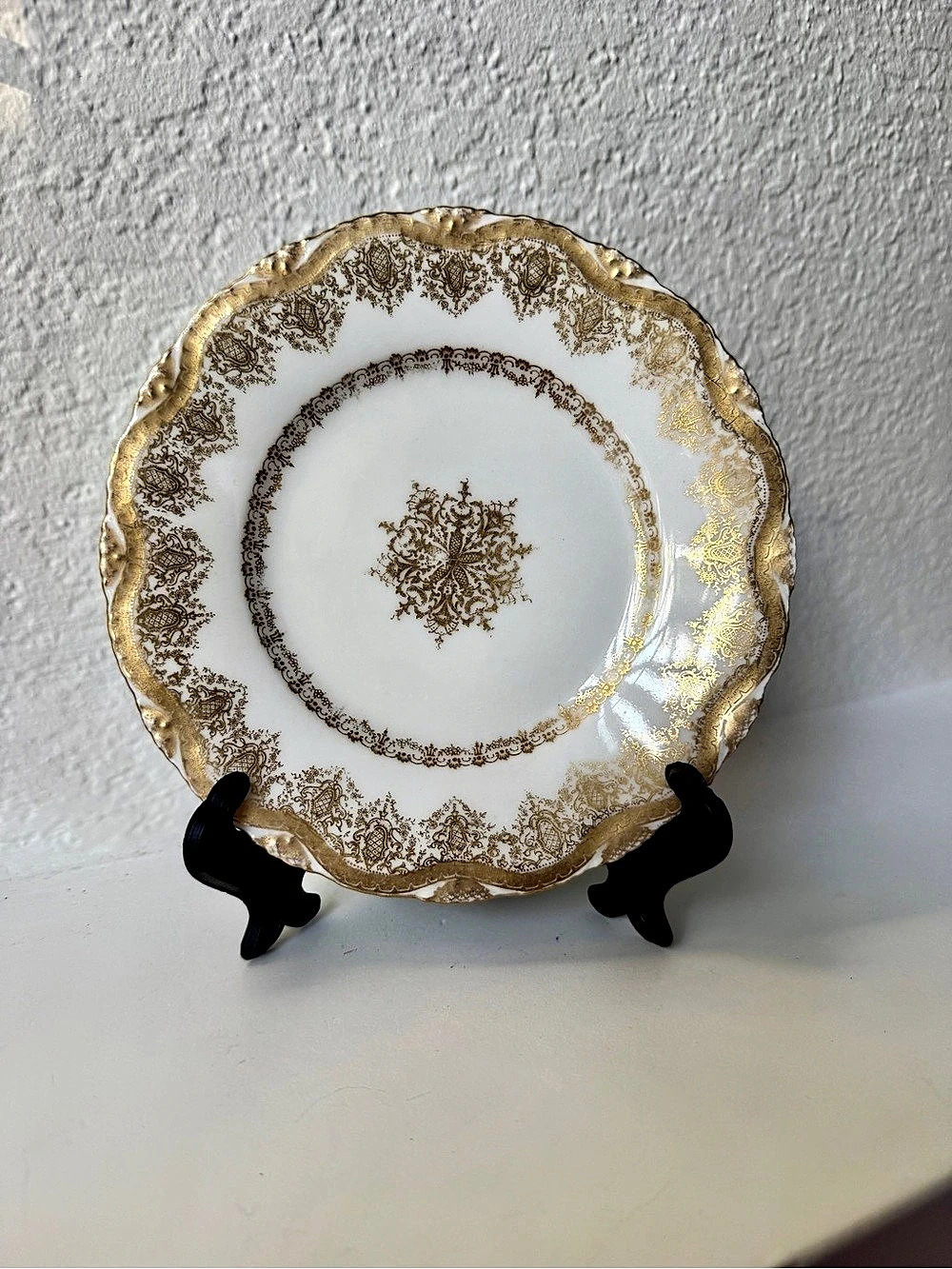 Antique Edwardian Theodore Haviland Limoges France Gold Filigree Porcelain Bread